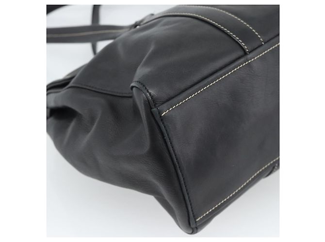 Bolso Tote PRADA de piel negro con detalles plateados Auth 187659V Plata - vista 13