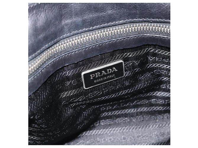 Bolso Tote PRADA de piel negro con detalles plateados Auth 187659V Plata - vista 16