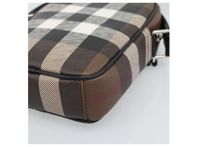 Borsa a Spalla BURBERRY Nova Check PVC Marrone Argento Auth 186210A - vista 10
