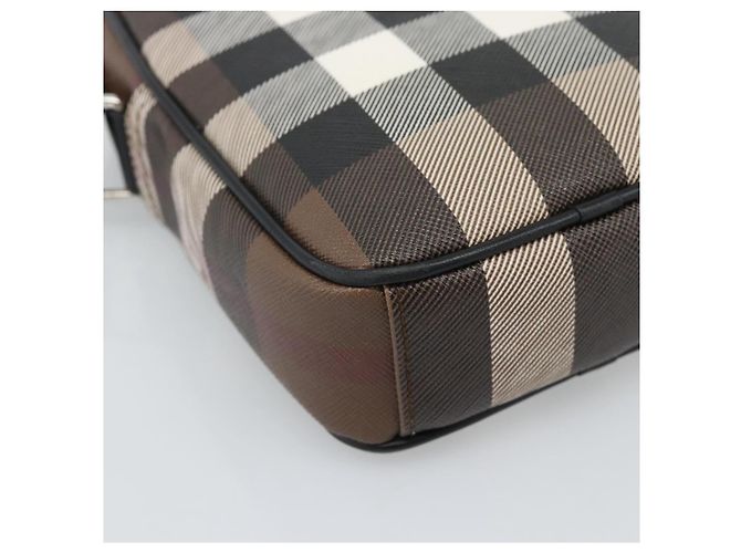Borsa a Spalla BURBERRY Nova Check PVC Marrone Argento Auth 186210A - vista 11