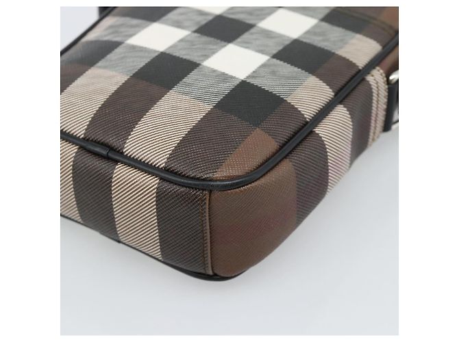 Borsa a Spalla BURBERRY Nova Check PVC Marrone Argento Auth 186210A - vista 12