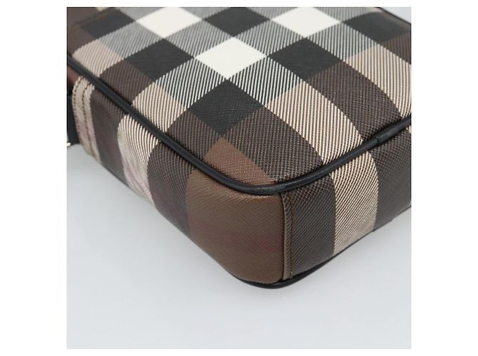Borsa a Spalla BURBERRY Nova Check PVC Marrone Argento Auth 186210A - vista 13