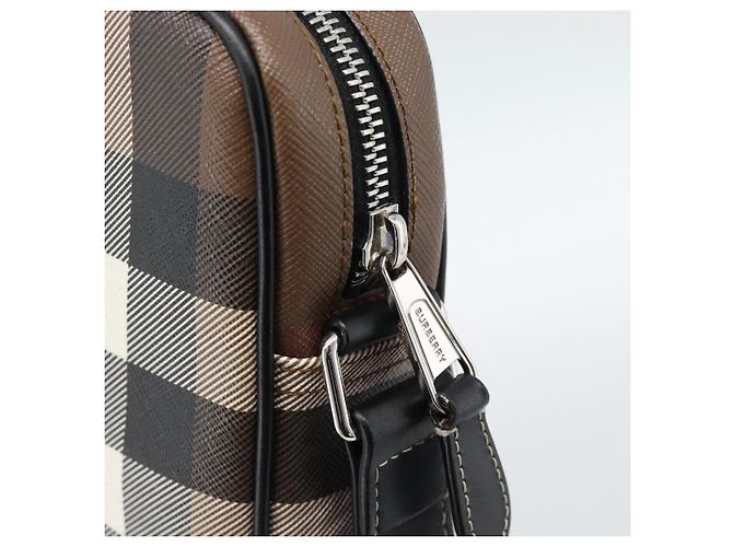 Borsa a Spalla BURBERRY Nova Check PVC Marrone Argento Auth 186210A - vista 14