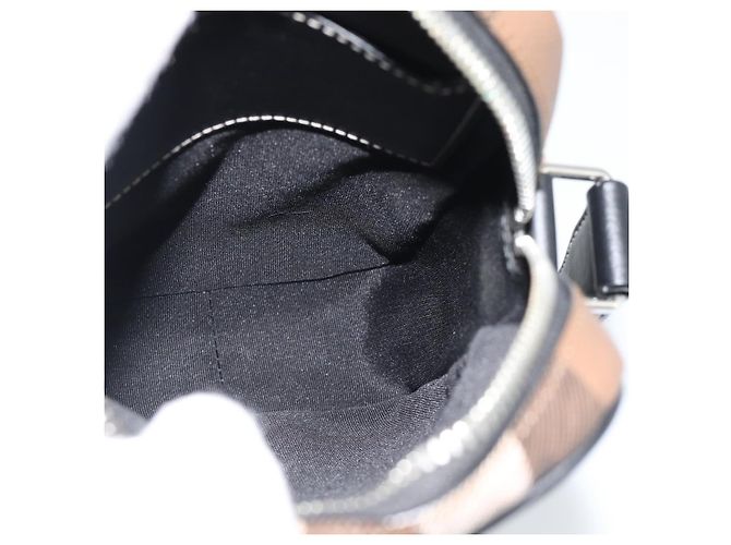 Borsa a Spalla BURBERRY Nova Check PVC Marrone Argento Auth 186210A - vista 17