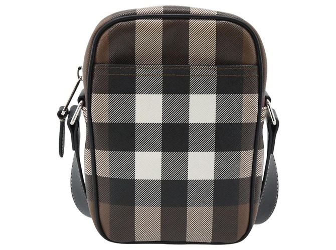 Borsa a Spalla BURBERRY Nova Check PVC Marrone Argento Auth 186210A - vista 3