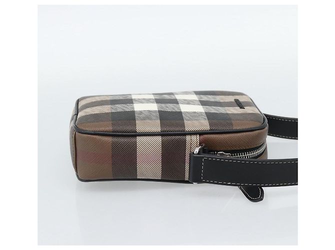 Borsa a Spalla BURBERRY Nova Check PVC Marrone Argento Auth 186210A - vista 5