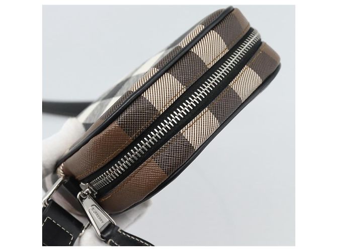 Borsa a Spalla BURBERRY Nova Check PVC Marrone Argento Auth 186210A - vista 6