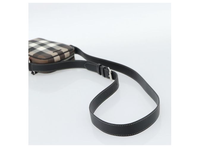 Borsa a Spalla BURBERRY Nova Check PVC Marrone Argento Auth 186210A - vista 7