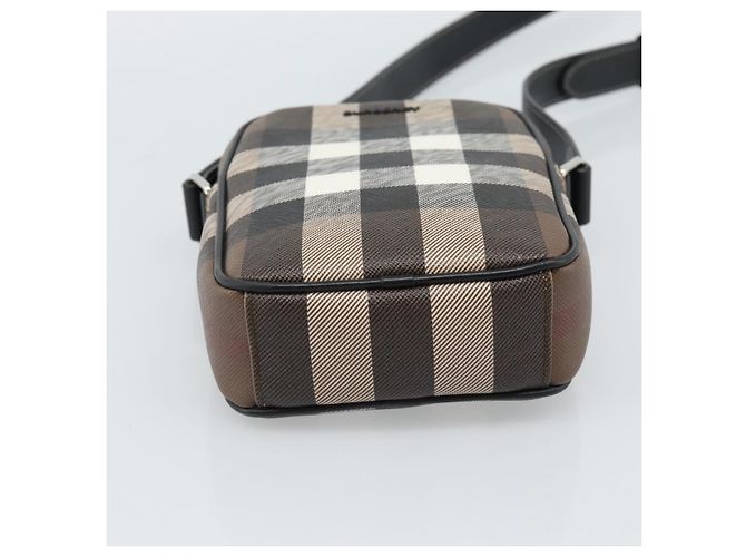 Borsa a Spalla BURBERRY Nova Check PVC Marrone Argento Auth 186210A - vista 9