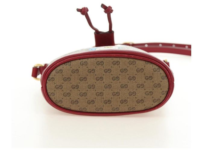 GUCCI GUCCI �~ Doraemon Micro GG Supreme Bag PVC Beige Oro 647801 Auth 185900M D'oro - vista 12