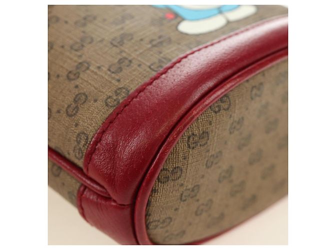 GUCCI GUCCI �~ Doraemon Micro GG Supreme Bag PVC Beige Oro 647801 Auth 185900M D'oro - vista 13