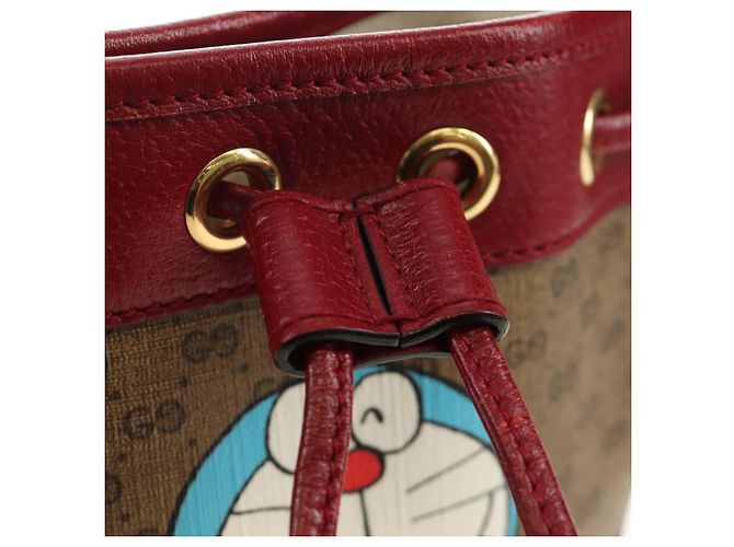 GUCCI GUCCI �~ Doraemon Micro GG Supreme Bag PVC Beige Oro 647801 Auth 185900M D'oro - vista 17