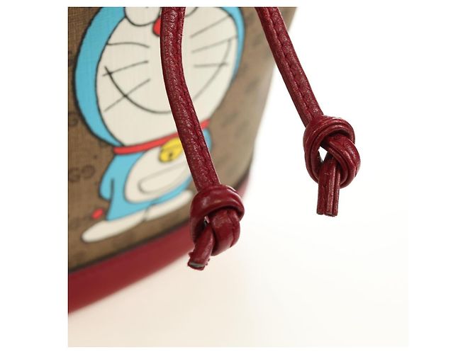 GUCCI GUCCI �~ Doraemon Micro GG Supreme Bag PVC Beige Oro 647801 Auth 185900M D'oro - vista 18