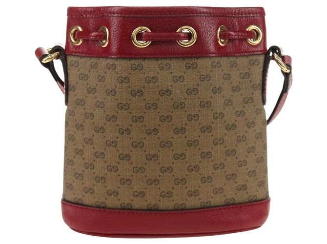 GUCCI GUCCI �~ Doraemon Micro GG Supreme Bag PVC Beige Oro 647801 Auth 185900M D'oro - vista 4