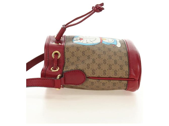 GUCCI GUCCI �~ Doraemon Micro GG Supreme Bag PVC Beige Oro 647801 Auth 185900M D'oro - vista 5