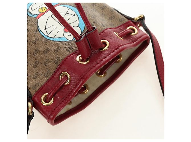 GUCCI GUCCI �~ Doraemon Micro GG Supreme Bag PVC Beige Oro 647801 Auth 185900M D'oro - vista 8