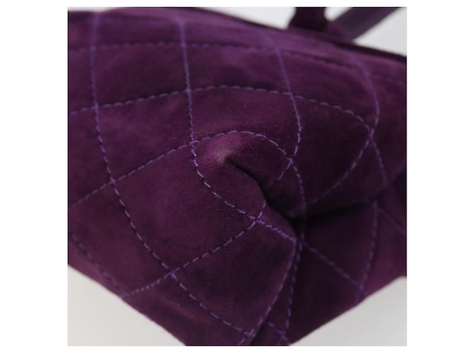 Borsa Salvatore Ferragamo Gancini in scamosciato viola e oro Autentica 186128A D'oro Porpora - vista 12