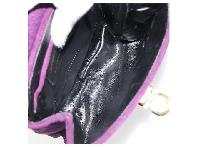 Borsa Salvatore Ferragamo Gancini in scamosciato viola e oro Autentica 186128A D'oro Porpora - vista 17
