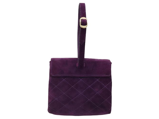 Borsa Salvatore Ferragamo Gancini in scamosciato viola e oro Autentica 186128A D'oro Porpora - vista 3