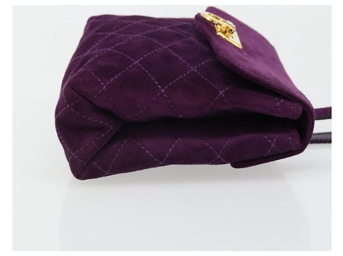 Borsa Salvatore Ferragamo Gancini in scamosciato viola e oro Autentica 186128A D'oro Porpora - vista 4