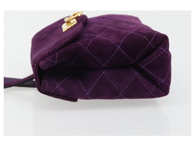 Borsa Salvatore Ferragamo Gancini in scamosciato viola e oro Autentica 186128A D'oro Porpora - vista 5