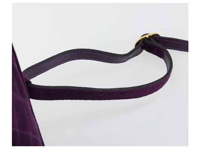 Borsa Salvatore Ferragamo Gancini in scamosciato viola e oro Autentica 186128A D'oro Porpora - vista 8