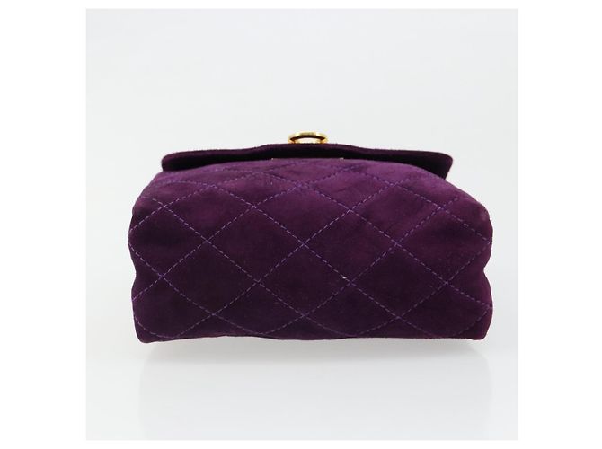 Borsa Salvatore Ferragamo Gancini in scamosciato viola e oro Autentica 186128A D'oro Porpora - vista 9