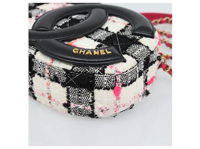 CHANEL Matelasse Chain Shoulder Bag tweed White Gold CC Auth 187493SM Bianco D'oro - vista 10