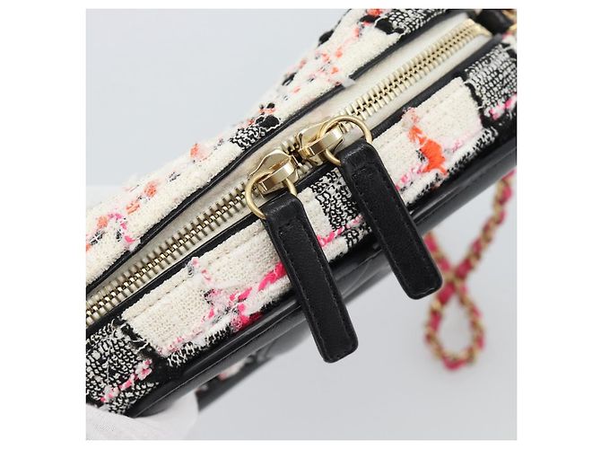 CHANEL Matelasse Chain Shoulder Bag tweed White Gold CC Auth 187493SM Bianco D'oro - vista 15
