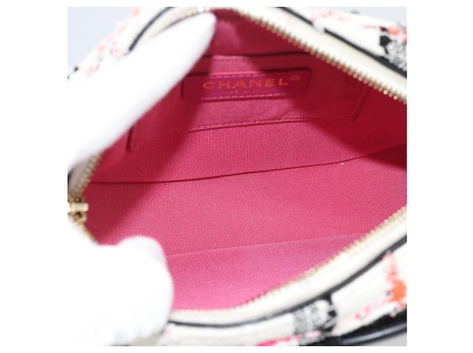 CHANEL Matelasse Chain Shoulder Bag tweed White Gold CC Auth 187493SM Bianco D'oro - vista 17