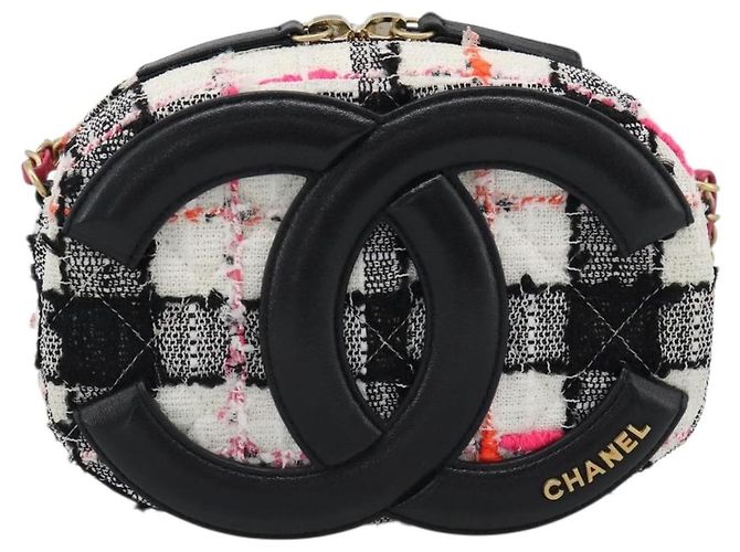 CHANEL Matelasse Chain Shoulder Bag tweed White Gold CC Auth 187493SM Bianco D'oro - vista 2