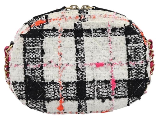 CHANEL Matelasse Chain Shoulder Bag tweed White Gold CC Auth 187493SM Bianco D'oro - vista 3