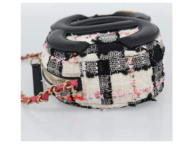 CHANEL Matelasse Chain Shoulder Bag tweed White Gold CC Auth 187493SM Bianco D'oro - vista 4