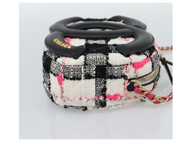 CHANEL Matelasse Chain Shoulder Bag tweed White Gold CC Auth 187493SM Bianco D'oro - vista 5