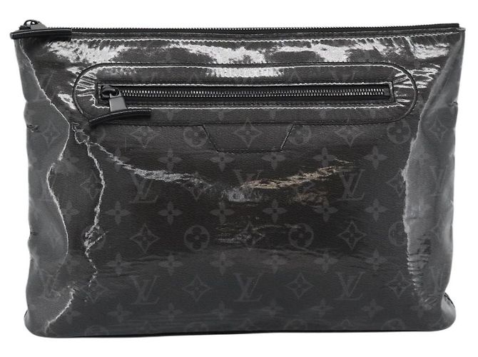 LOUIS VUITTON Monogram Eclipse Glaze Pochette Cosmos Black M63373 Auth ka4815 Nero - vista 13