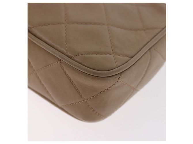 CHANEL Pouch Matelasse in pelle di agnello Beige Oro CC Auth 187733A D'oro - vista 11