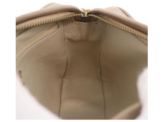 CHANEL Pouch Matelasse in pelle di agnello Beige Oro CC Auth 187733A D'oro - vista 15