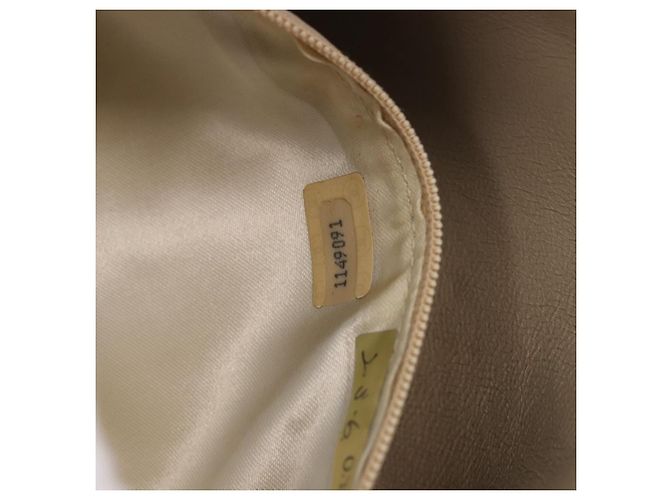 CHANEL Pouch Matelasse in pelle di agnello Beige Oro CC Auth 187733A D'oro - vista 19