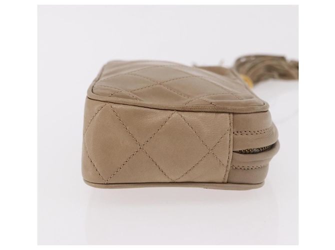 CHANEL Pouch Matelasse in pelle di agnello Beige Oro CC Auth 187733A D'oro - vista 4