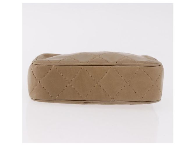 CHANEL Pouch Matelasse in pelle di agnello Beige Oro CC Auth 187733A D'oro - vista 7