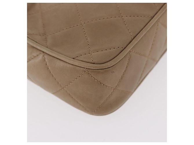 CHANEL Pouch Matelasse in pelle di agnello Beige Oro CC Auth 187733A D'oro - vista 8