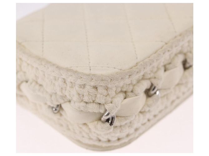 CHANEL Matelasse Chain Shoulder Bag Lamb Skin White Silver CC Auth 185770SAM Argento Bianco - vista 13