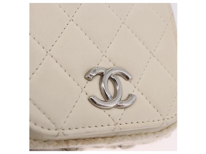 CHANEL Matelasse Chain Shoulder Bag Lamb Skin White Silver CC Auth 185770SAM Argento Bianco - vista 15