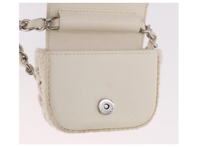CHANEL Matelasse Chain Shoulder Bag Lamb Skin White Silver CC Auth 185770SAM Argento Bianco - vista 18