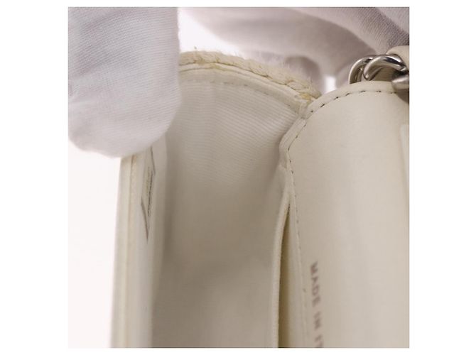 CHANEL Matelasse Chain Shoulder Bag Lamb Skin White Silver CC Auth 185770SAM Argento Bianco - vista 21