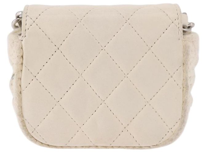 CHANEL Matelasse Chain Shoulder Bag Lamb Skin White Silver CC Auth 185770SAM Argento Bianco - vista 3