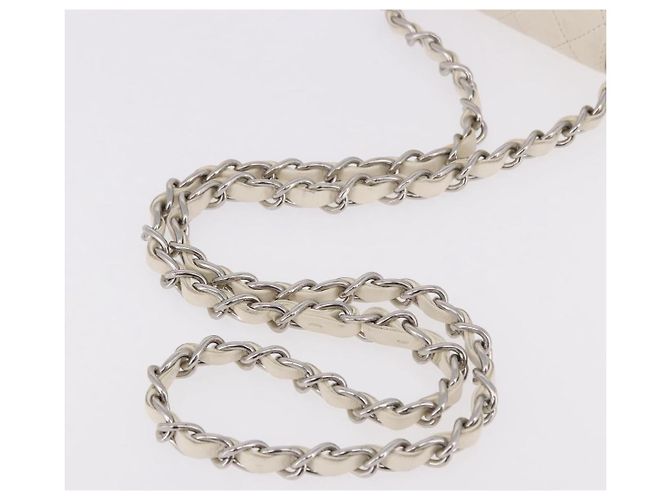 CHANEL Matelasse Chain Shoulder Bag Lamb Skin White Silver CC Auth 185770SAM Argento Bianco - vista 7