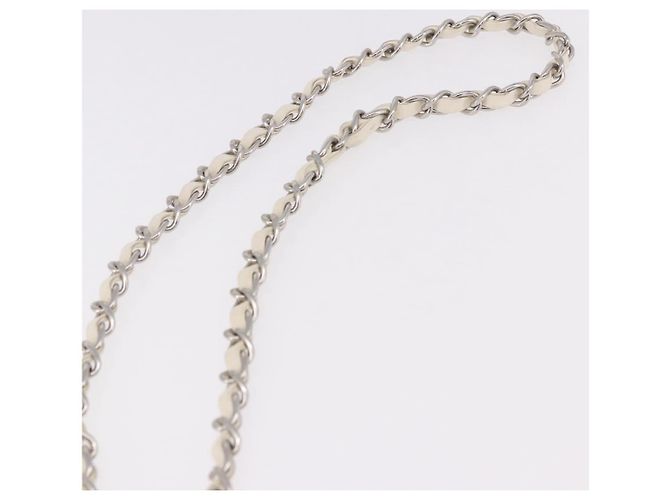 CHANEL Matelasse Chain Shoulder Bag Lamb Skin White Silver CC Auth 185770SAM Argento Bianco - vista 8