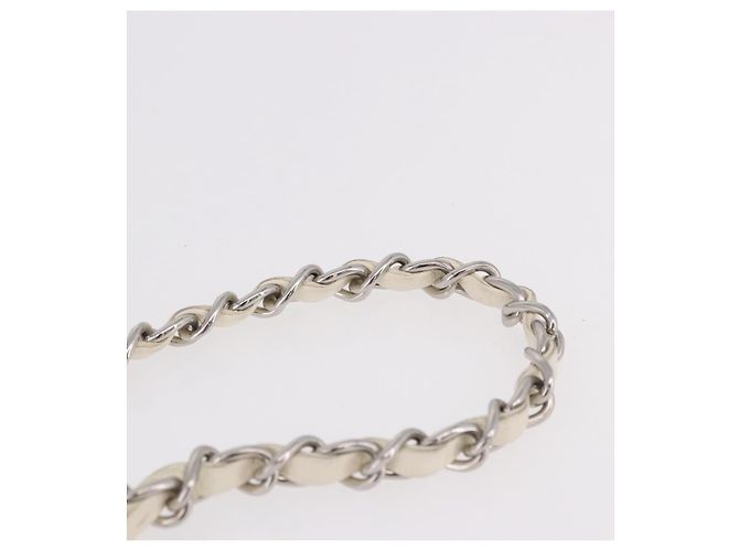 CHANEL Matelasse Chain Shoulder Bag Lamb Skin White Silver CC Auth 185770SAM Argento Bianco - vista 9