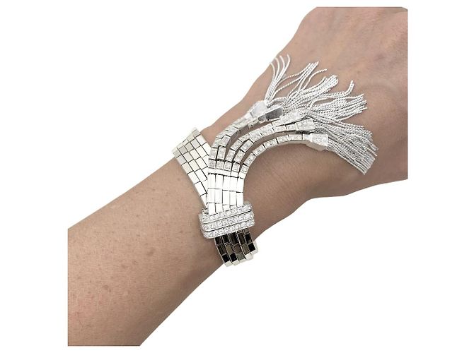 Autre Marque Bracciale antico in platino e diamanti. - vista 6